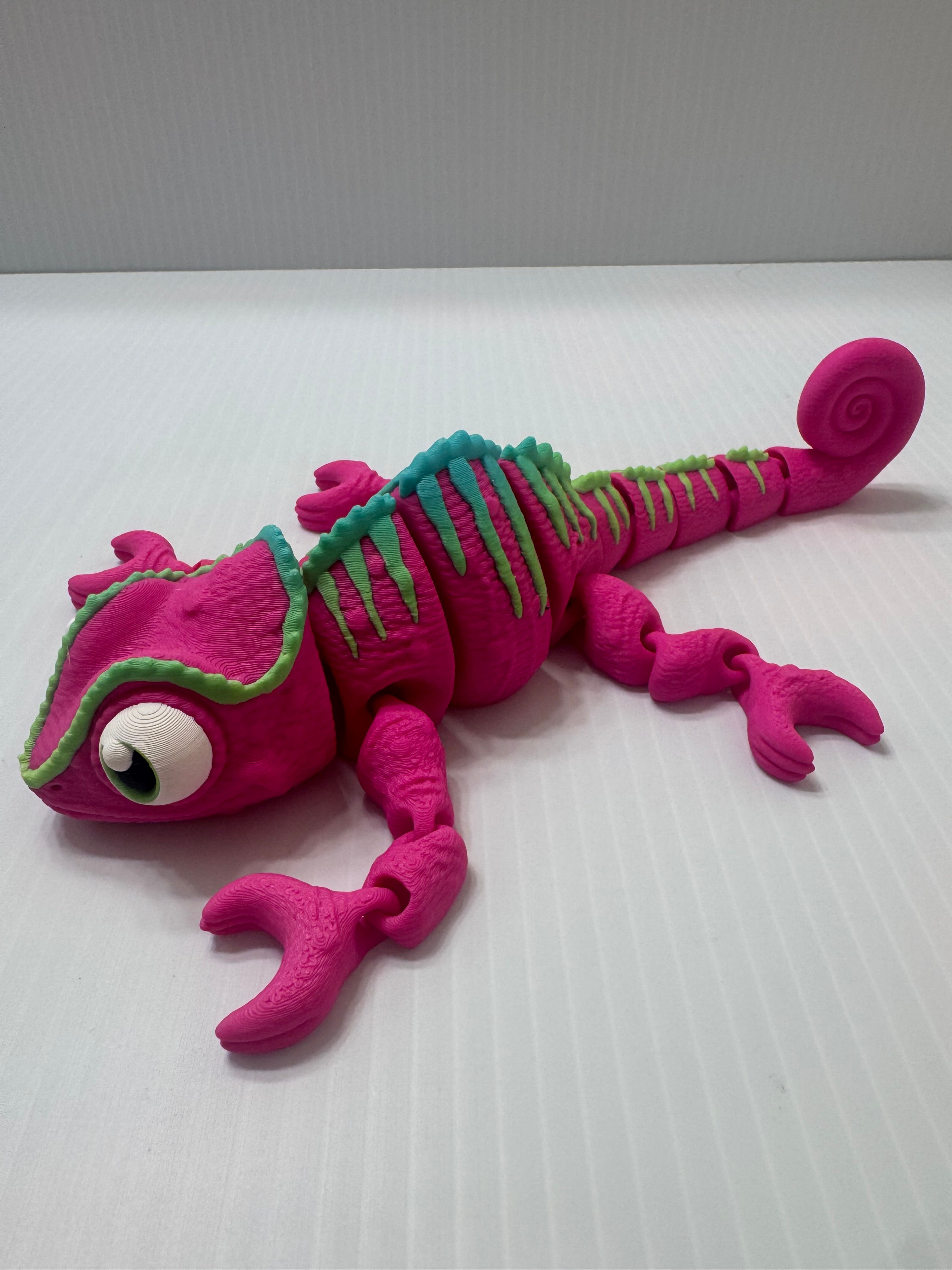 9 inch Chameleon Pink, Green and Blue